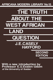 Truth About the West African Land Question book cover