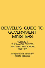 Guide to Government Ministers: The Major Powers and Western Europe 1900-1071 book cover