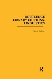 Routledge Library Editions: Linguistics book cover