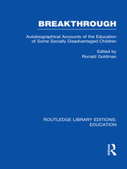 Breakthrough (RLE Edu M): Autobiographical Accounts of the Education of Some Socially Disadvantaged Children book cover