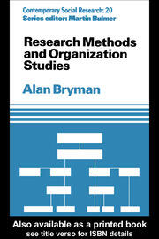 Research Methods and Organization Studies book cover