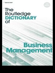 The Routledge Dictionary of Business Management book cover