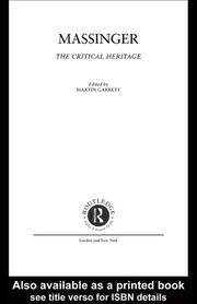 Massinger book cover