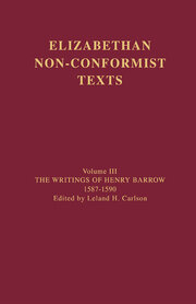 The Writings of Henry Barrow, 1587-1590 book cover