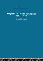 Religious Toleration in England: 1787-1833 book cover