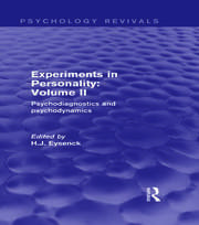 Experiments in Personality: Volume 2: Psychodiagnostics and Psychodynamics book cover
