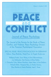 Peace Psychology in Germany: A Special Issue of Peace and Conflict book cover