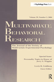 Personality Topics in Honor of Jerry S. Wiggins: A Special Issue of Multivariate Behavioral Research book cover