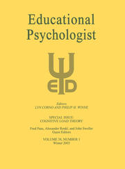 Cognitive Load Theory: A Special Issue of educational Psychologist book cover