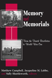 Memory and Memorials: From the French Revolution to World War One book cover