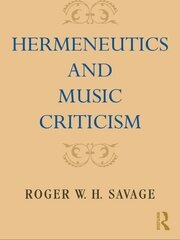 Hermeneutics and Music Criticism book cover