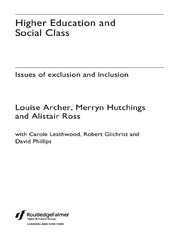 Higher Education and Social Class: Issues of Exclusion and Inclusion book cover