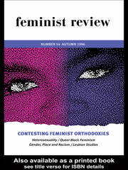 Feminist Review: Issue 54: Contesting Feminist Orthodoxies book cover