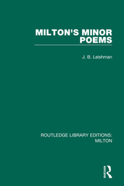 Milton's Minor Poems book cover