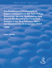 The Constitution of Parliaments in England deduced from the time of King Edward the Second book cover