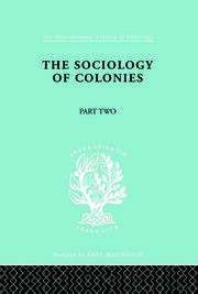The Sociology of Colonies [Part 2]: An Introduction to the Study of Race Contact book cover