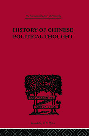 History of Chinese Political Thought: During the Early Tsin Period book cover