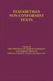 The Writings of Robert Harrison and Robert Browne book cover