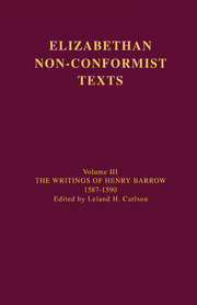 The Writings of Henry Barrow, 1587-1590 book cover