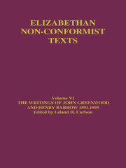 The Writings of John Greenwood and Henry Barrow 1591-1593 book cover