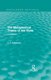 The Metaphysical Theory of the State (Routledge Revivals) book cover