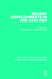Recent Developments in Job Analysis book cover