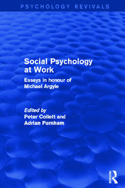 Social Psychology at Work: Essays in Honour of Michael Argyle book cover