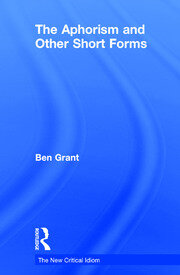 The Aphorism and Other Short Forms book cover