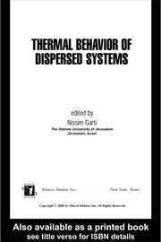 Thermal Behavior of Dispersed Systems book cover