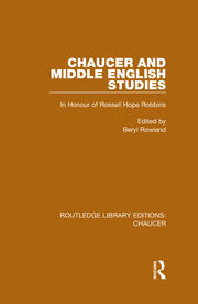 Chaucer and Middle English Studies: In Honour of Rossell Hope Robbins book cover