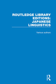 Routledge Library Editions: Japanese Linguistics book cover