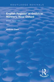 English Register of Godstow Nunnery, Near Oxford: Part I book cover