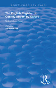The English Register of Oseney Abbey, by Oxford: Written about 1460 book cover