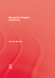 Mongolian English Dictionary - 1st Edition - Bawden - Routledge Book