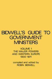 Guide to Government Ministers: The Major Powers and Western Europe 1900-1071 book cover