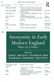 Anonymity in Early Modern England: 'What's In A Name?' book cover