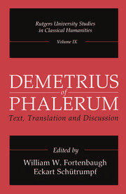 Demetrius of Phalerum: Text, Translation and Discussion book cover