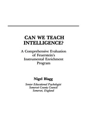 Can We Teach Intelligence?: A Comprehensive Evaluation of Feuerstein's Instrumental Enrichment Programme book cover