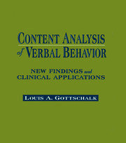 Content Analysis of Verbal Behavior: New Findings and Clinical Applications book cover