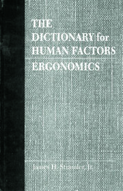 The Dictionary for Human Factors/Ergonomics book cover