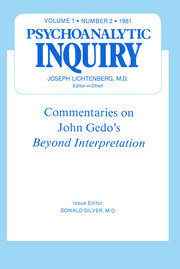 Commentaries: Psychoanalytic Inquiry, 1.2 book cover