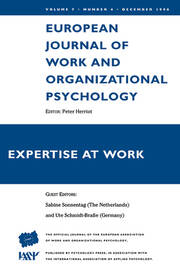 Expertise At Work: A Special Issue of the European Journal of Work and Organizational Psychology book cover