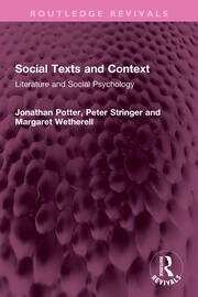 Social Texts and Context: Literature and Social Psychology book cover