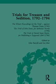 Trials for Treason and Sedition, 1792-1794, Part I Vol 1 book cover