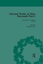 Selected Works of Eliza Haywood, Part I Vol 1 book cover