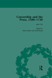 Censorship and the Press, 1580-1720, Volume 4 book cover