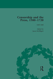 Censorship and the Press, 1580-1720, Volume 2 book cover