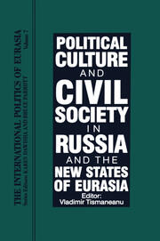 The International Politics of Eurasia: Vol 7: Political Culture and Civil Society in Russia and the New States of Eurasia book cover