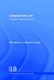 Language and Law: A resource book for students book cover