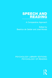 Speech and Reading: A Comparative Approach book cover